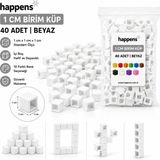 Happens Birim Küp 1 cm 40 Adet Renkli– Matematik Materyali, Eğitici Oyuncak, Montessori ve Okul Öncesi Sayma Küpleri - Beyaz