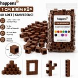 Happens Birim Küp 1 cm 40 Adet Renkli– Matematik Materyali, Eğitici Oyuncak, Montessori ve Okul Öncesi Sayma Küpleri - Kahverengi