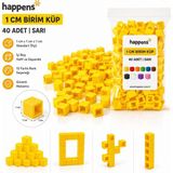 Happens Birim Küp 1 cm 40 Adet Renkli– Matematik Materyali, Eğitici Oyuncak, Montessori ve Okul Öncesi Sayma Küpleri - Sarı