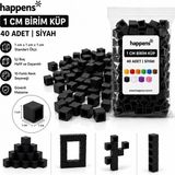 Happens Birim Küp 1 cm 40 Adet Renkli– Matematik Materyali, Eğitici Oyuncak, Montessori ve Okul Öncesi Sayma Küpleri - Siyah