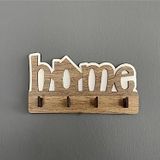 HAPPENS Home Ahşap Duvar Dekoru Anahtar Askısı Dekoratif Anahtar Askılığı Hediyelik (17x9cm) (Kahverengi)