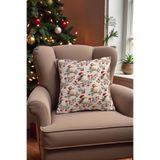 Happiears Kış Temalı Kırlent Kılıfı Yılbaşı Şapkalı Kuş 3 Boyutlu Görünümlü Baskılı Çok Renkli 45 x 45