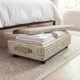 happimess BSK1006C Chett Minimalist El Dokuma Sümbül/Ahşap Yatak Altı Saklama Kutusu, Banyo, Yatak Odası, Dolap, Giriş Yolu, Misafir Odası, Beyaz Yıkama