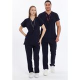 Happiness Basic - Likralı Doktor Hemşire Forma Takımı Scrubs Üniforma Cerrahi Takım (Unısex), Lacivert