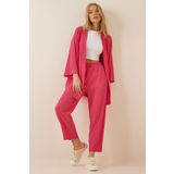 Happiness İst. BY00050 Kadın Koyu Pembe Kimono Pantolon Örme Takımı