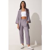 Happiness İst. BY00050 Kadın Taş Grisi Kimono Pantolon Örme Takımı