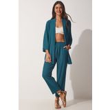 Happiness İst. BY00050 Zümrüt Yeşili Kimono Örme Kadın Pantolon Takımı