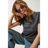 Happiness İst. Kadın Füme Baskılı %100 Pamuk Örme T-Shirt WO00036