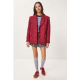 Happiness İstanbul Kadın Bordo Premium Süet Blazer Ceket FN03443