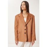 Happiness İstanbul Kadın Camel Premium Süet Blazer Ceket FN03443
