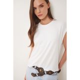 Happiness İstanbul Kadın Kemik Basic Örme T-Shirt EN00643
