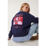 Happiness İstanbul Kadın Lacivert Baskılı Şardonlu Örme Sweatshirt BF00099