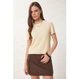 Happiness İstanbul Kadın Sarı Basic Fitilli Örme Bluz HF00468