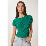 Happiness İstanbul Kadın Yeşil Drape Detaylı Sandy Örme Bluz Lİ00115