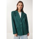 Happiness İstanbul Kadın Zümrüt Yeşili Premium Süet Blazer Ceket FN03443