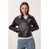 Happiness İstanbul Suni Deri Biker Ceket LAX0007 Siyah - 42