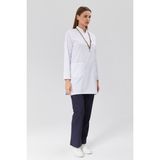 Happiness Modest - Likralı Doktor Hemşire Tesettür Forma Takımı Scrubs Üniforma Cerrahi Takım, Beyaz/lacivert - Beyaz - Lacivert - XS