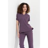 Happiness Spaniard - Likralı Doktor Hemşire Forma Takımı Scrubs Üniforma Cerrahi Takım (Kadın), Gül Kurusu - XL