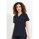 Happiness Spaniard - Likralı Doktor Hemşire Scrubs Tek Üst Cerrahi Forma (Kadın), Lacivert - 2XS