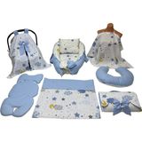 Happy Baby Dikiş Atölyesi 10’lu Babynest Puset Örtüsü Alt Açma Emzirme Yastığı Emzirme Önlüğü Ana Kucağı - Mavi - Beyaz