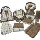 Happy Baby Dikiş Atölyesi 13’lü Babynest Puset Örtüsü Alt Açma Emzirme Yastığı Ana Kucağı Bebek Arabası Minderi - Bej - Kahverengi