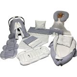 Happy Baby Dikiş Atölyesi 13’lü Babynest Puset Örtüsü Alt Açma Emzirme Yastığı Örtüsü Ana Kucağı Bebek Arabası Minderi Anne Yanı Yenidoğan Bebek Yorgan Pike - Gri