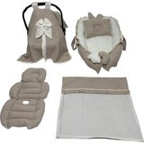 Happy Baby Dikiş Atölyesi 5 Parça Müslin Waffle Babynest Seti Taşınabilir Bebek Yatağı Pike Yastık Puset Takımı Örtüsü Yenidoğan Bebek Ürünleri - Bej