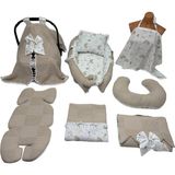 Happy Baby Dikiş Atölyesi Babynest Seti Ana Kucağı Pike Yatak Emzirme Seti Emzirme Önlüğü - Kahverengi