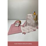 Happy Baby Dikiş Atölyesi Fiyonk Detaylı 3'lü Taşınabilir Alt Açma Seti Bebek Bakım Minderi Müslin Pamuklu Kumaş Yenidoğan - Pembe - Beyaz