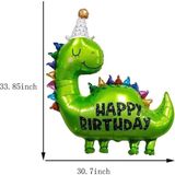 Happy Birthday Baskılı Yeşil Dinazor Folyo Balon - Açık Yeşil