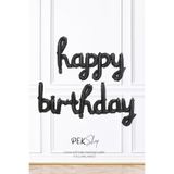 Happy Birthday El Yazısı Siyah Folyo Balon