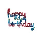 Happy Birthday Folyo Balon Gökkuşağı Renkli El Yazısı Folyo Parti Balonu
