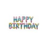Happy Bırthday Gökkuşağı Renk Folyo Balon Seti