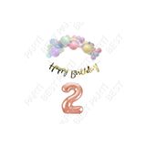 Happy Bırthday Gold Yazılı Kaligrafi Banner Makaron Balon Seti 2 Yaş Rose Gold Set Doğum Günü