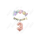 Happy Bırthday Gold Yazılı Kaligrafi Banner Makaron Balon Seti 3 Yaş Rose Gold Set Doğum Günü