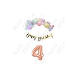 Happy Bırthday Gold Yazılı Kaligrafi Banner Makaron Balon Seti 4 Yaş Rose Gold Set Doğum Günü