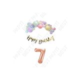 Happy Bırthday Gold Yazılı Kaligrafi Banner Makaron Balon Seti 7 Yaş Rose Gold Set Doğum Günü