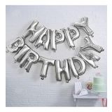 Happy Birthday Gümüş Folyo Balon Set