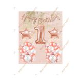 Happy Bırthday Kaligrafi Banner Yıldızlı Balon Seti 1 Yaş
