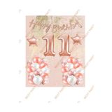 Happy Bırthday Kaligrafi Banner Yıldızlı Balon Seti 11 Yaş