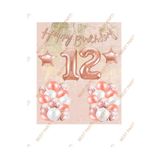 Happy Bırthday Kaligrafi Banner Yıldızlı Balon Seti 12 Yaş