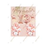 Happy Bırthday Kaligrafi Banner Yıldızlı Balon Seti 13 Yaş