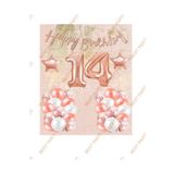 Happy Bırthday Kaligrafi Banner Yıldızlı Balon Seti 14 Yaş