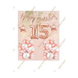 Happy Bırthday Kaligrafi Banner Yıldızlı Balon Seti 15 Yaş