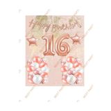 Happy Bırthday Kaligrafi Banner Yıldızlı Balon Seti 16 Yaş