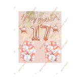 Happy Bırthday Kaligrafi Banner Yıldızlı Balon Seti 17 Yaş