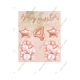 Happy Bırthday Kaligrafi Banner Yıldızlı Balon Seti 4 Yaş