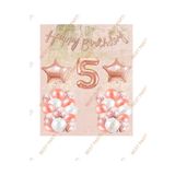 Happy Bırthday Kaligrafi Banner Yıldızlı Balon Seti 5 Yaş