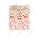 Happy Bırthday Kaligrafi Banner Yıldızlı Balon Seti 6 Yaş