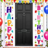 Happy Birthday Kapı Afiş Süslemeleri Sundurma İşareti Çocuklar Kadınlar için Doğum Günü Partisi Malzemeleri Renkli Mutlu Yıllar Kapı Afişi Çocuk Kutlama Parti Fon Dekorasyon Malzemeleri 187 x 38 cm
